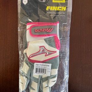 Mizuno Finch Softball Batting Gloves - White/Pink